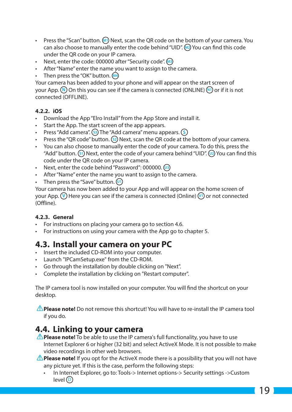 Install your camera on your pc, Linking to your camera | ELRO C903IP.2 Plug & play network camera User Manual | Page 19 / 132
