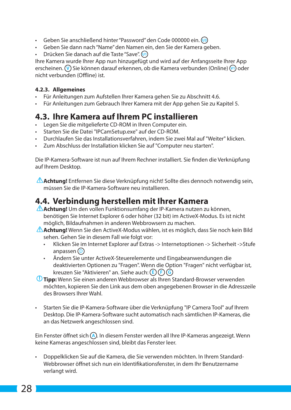 Ihre kamera auf ihrem pc installieren, Verbindung herstellen mit ihrer kamera | ELRO C903IP.2 Plug & play network camera User Manual | Page 28 / 132