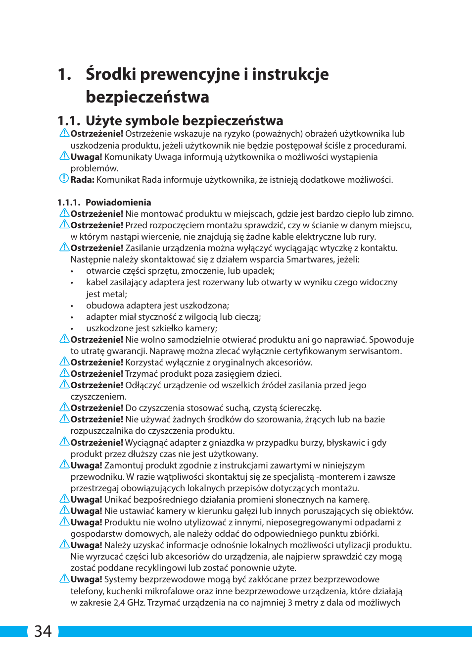 Użyte symbole bezpieczeństwa | ELRO C903IP.2 Plug & play network camera User Manual | Page 34 / 132