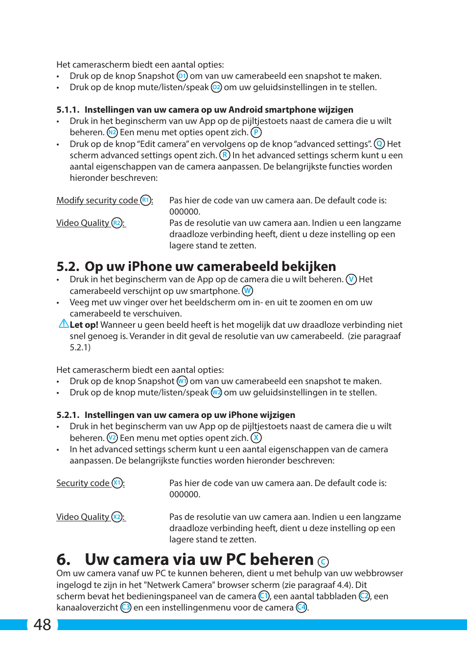 Uw camera via uw pc beheren, Op uw iphone uw camerabeeld bekijken | ELRO C903IP.2 Plug & play network camera User Manual | Page 48 / 132