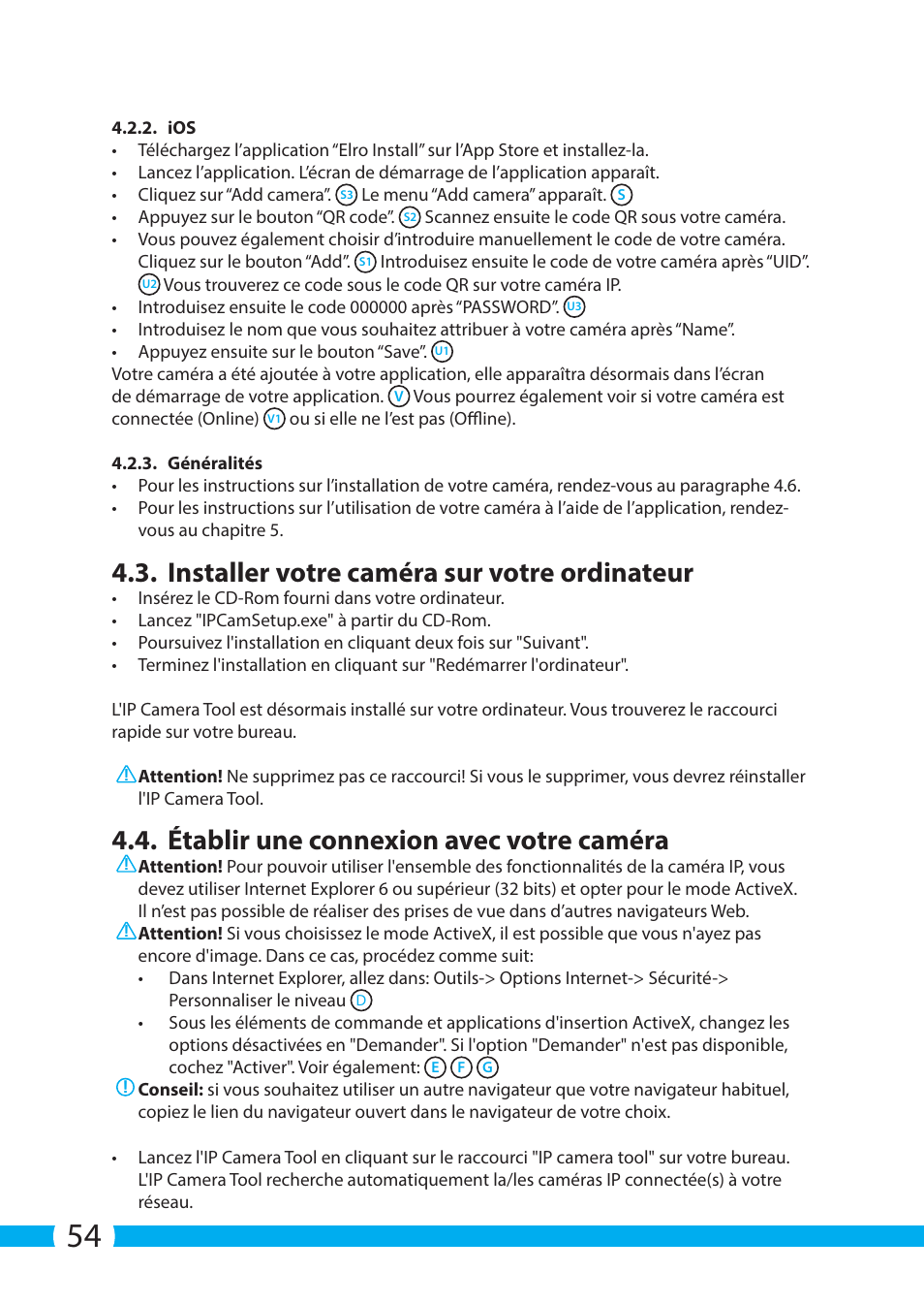 Installer votre caméra sur votre ordinateur, Établir une connexion avec votre caméra | ELRO C903IP.2 Plug & play network camera User Manual | Page 54 / 132