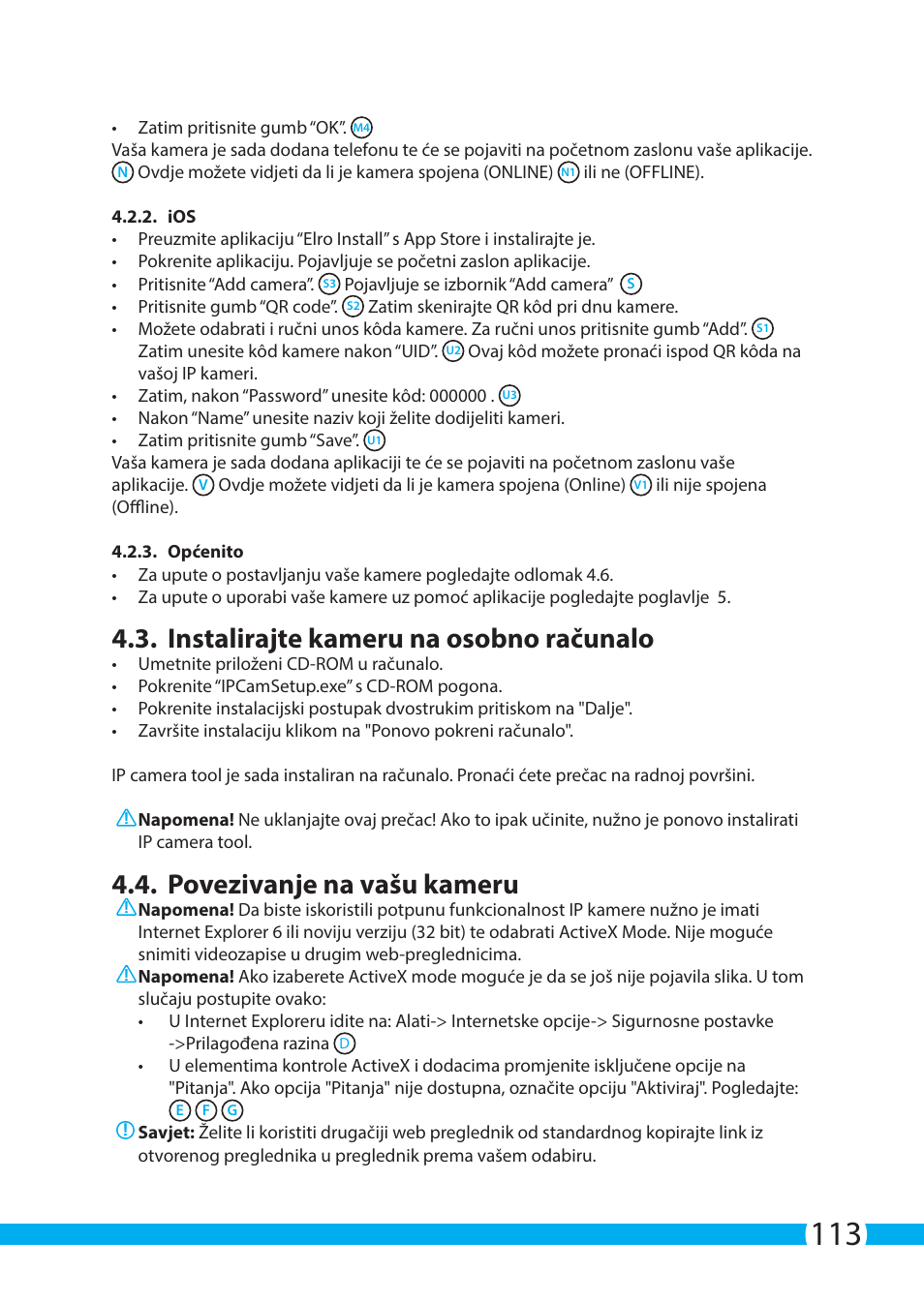 Instalirajte kameru na osobno računalo, Povezivanje na vašu kameru | ELRO C803IP.2 Plug & play network camera User Manual | Page 113 / 128