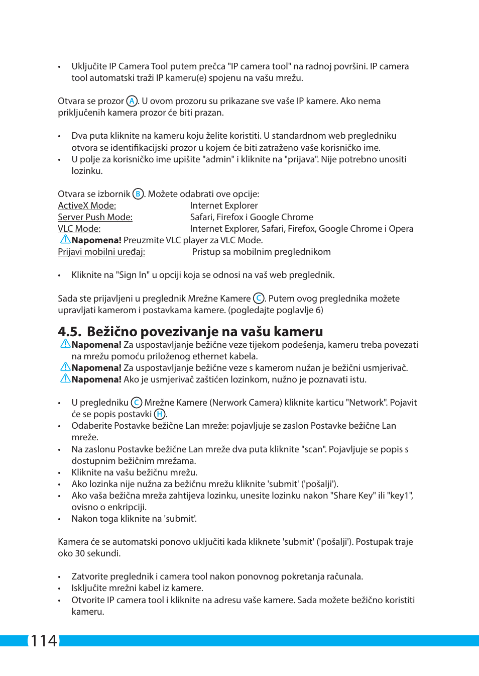 Bežično povezivanje na vašu kameru | ELRO C803IP.2 Plug & play network camera User Manual | Page 114 / 128