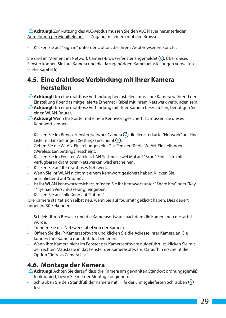 Montage der kamera | ELRO C803IP.2 Plug & play network camera User Manual | Page 29 / 128