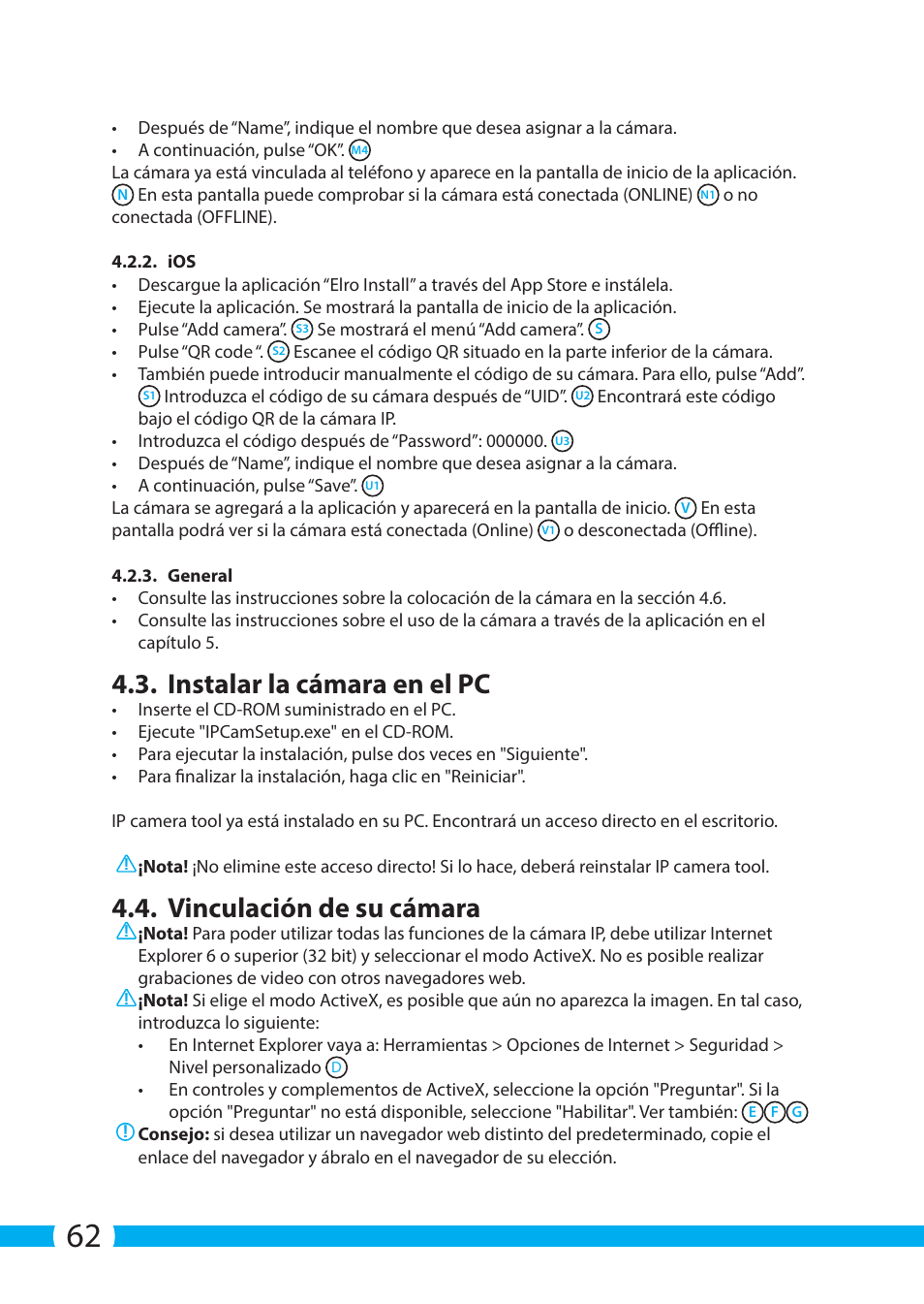 Instalar la cámara en el pc, Vinculación de su cámara | ELRO C803IP.2 Plug & play network camera User Manual | Page 62 / 128
