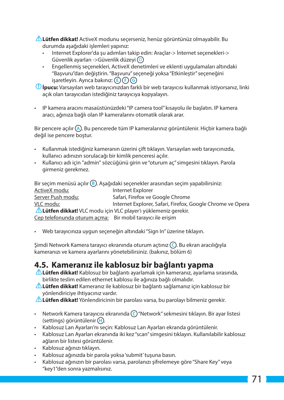 Kameranız ile kablosuz bir bağlantı yapma | ELRO C803IP.2 Plug & play network camera User Manual | Page 71 / 128