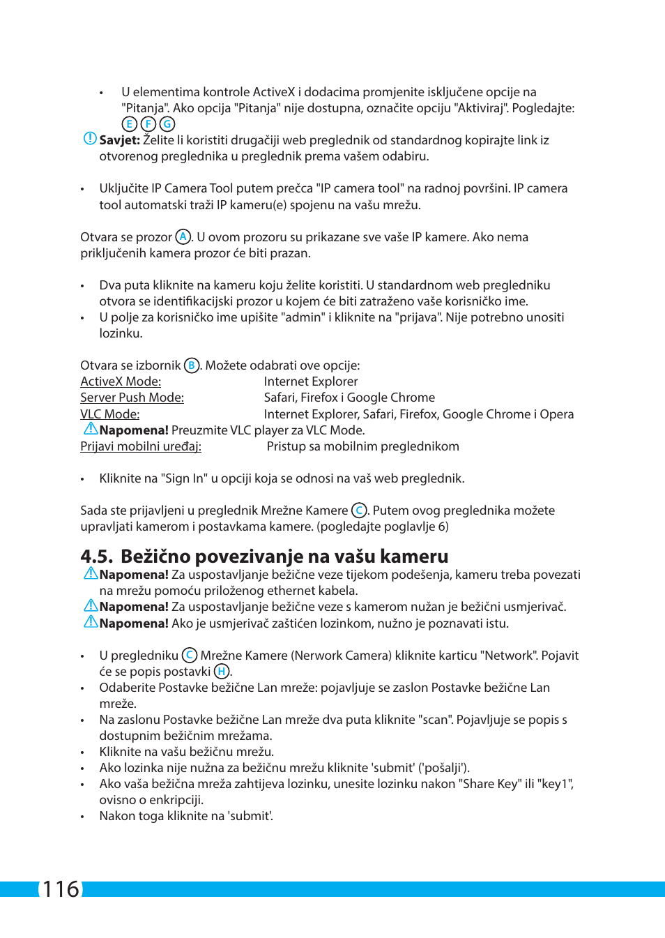 Bežično povezivanje na vašu kameru | ELRO C703IP.2 Plug & play network camera User Manual | Page 116 / 132
