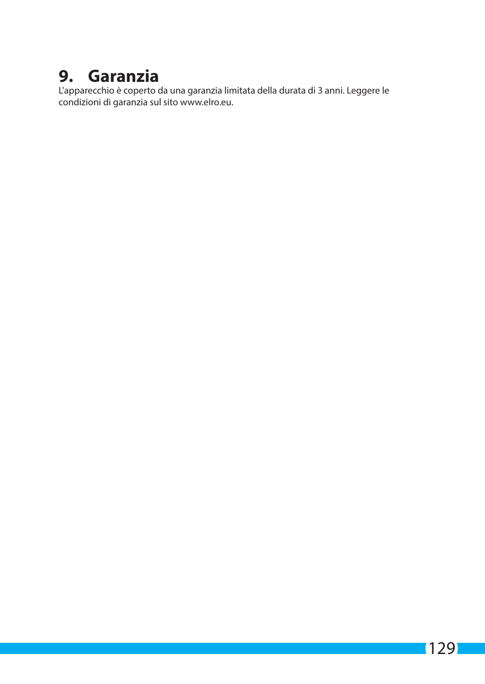 129 9. garanzia | ELRO C703IP.2 Plug & play network camera User Manual | Page 129 / 132