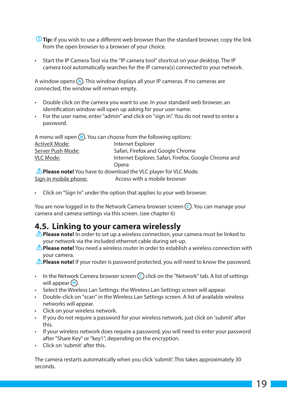 Linking to your camera wirelessly | ELRO C703IP.2 Plug & play network camera User Manual | Page 19 / 132