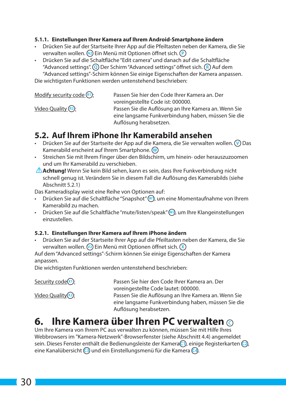 Ihre kamera über ihren pc verwalten, Auf ihrem iphone ihr kamerabild ansehen | ELRO C703IP.2 Plug & play network camera User Manual | Page 30 / 132