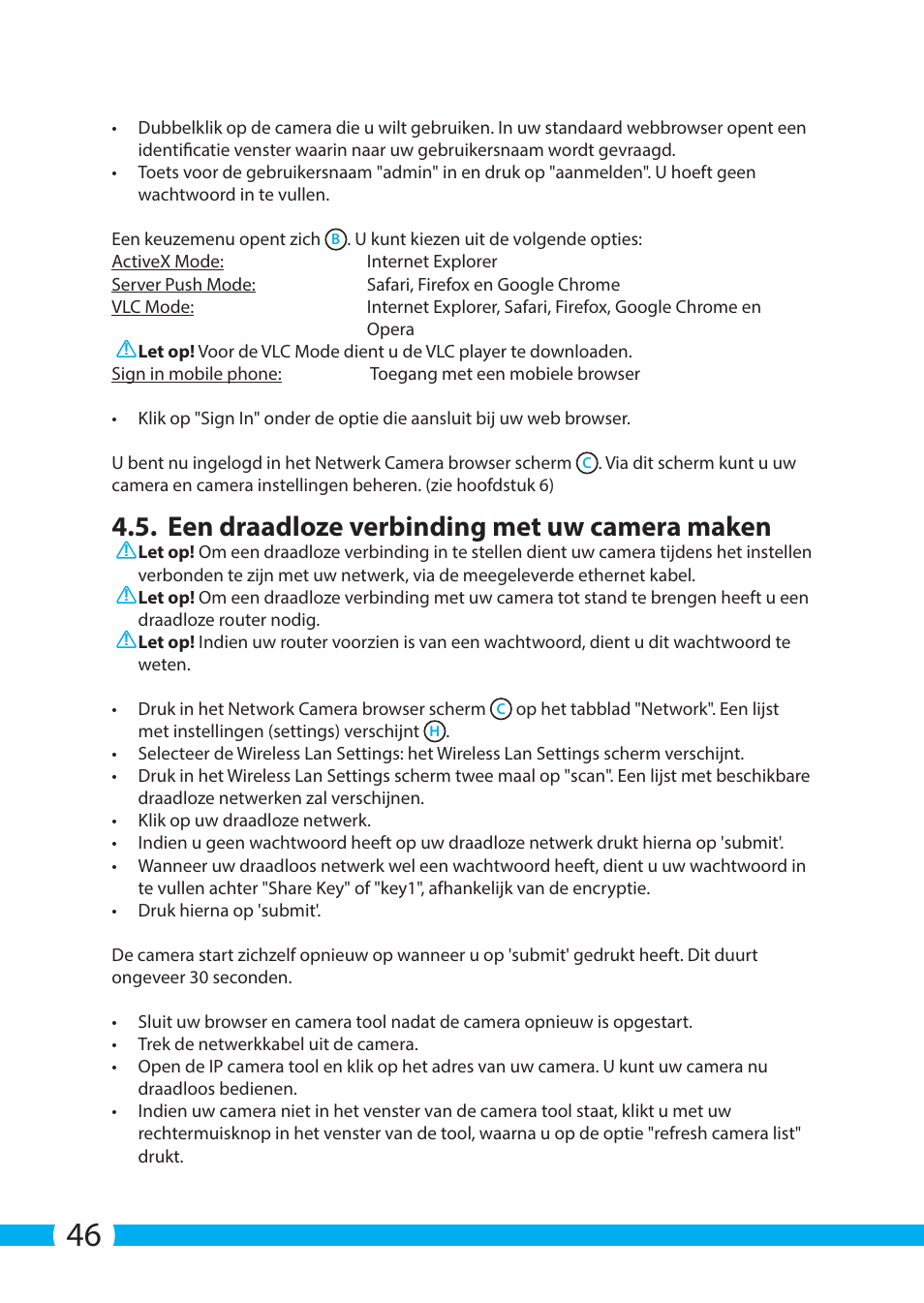 Een draadloze verbinding met uw camera maken | ELRO C703IP.2 Plug & play network camera User Manual | Page 46 / 132