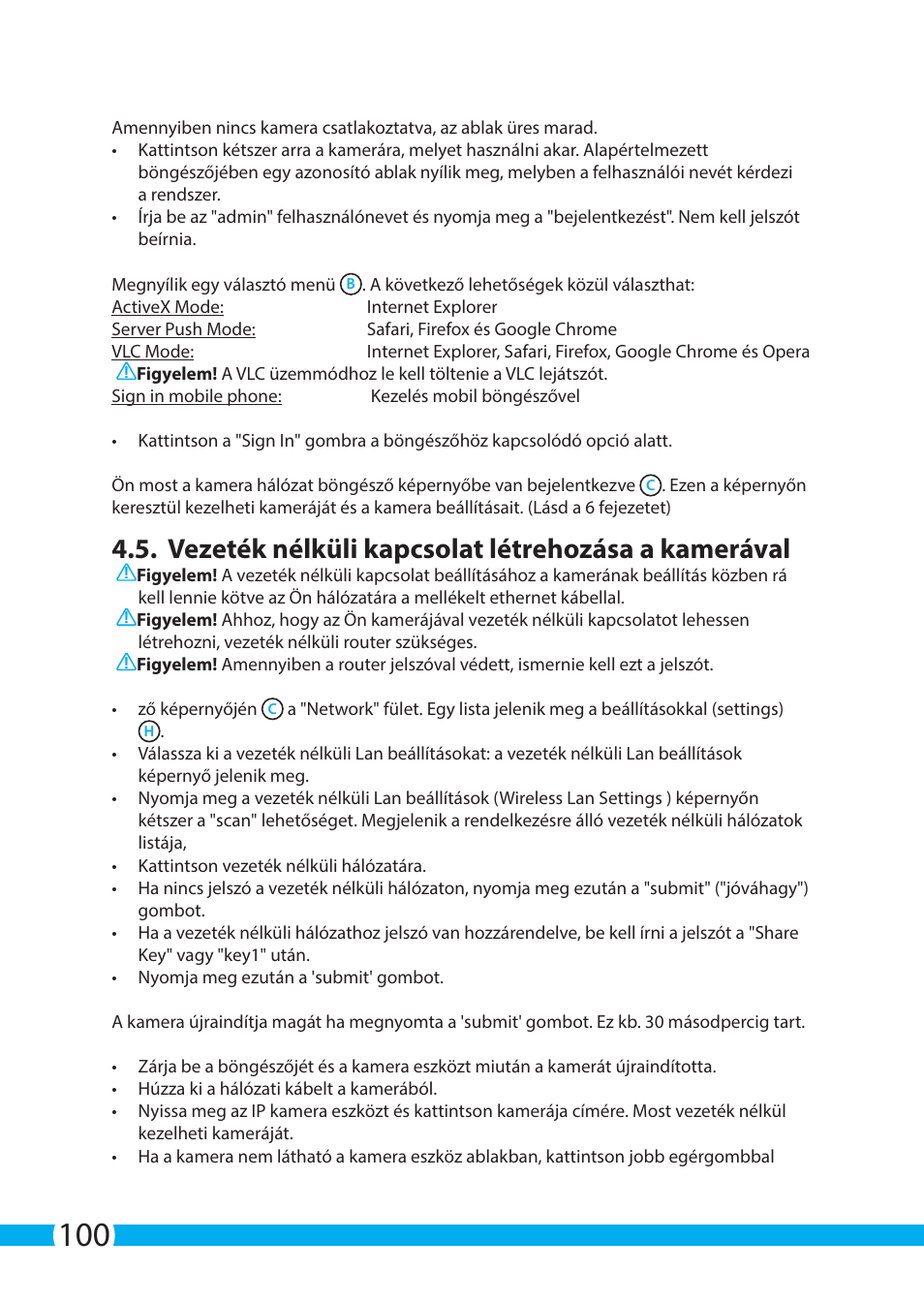 Vezeték nélküli kapcsolat létrehozása a kamerával | ELRO C705IP WiFi network camera User Manual | Page 100 / 132