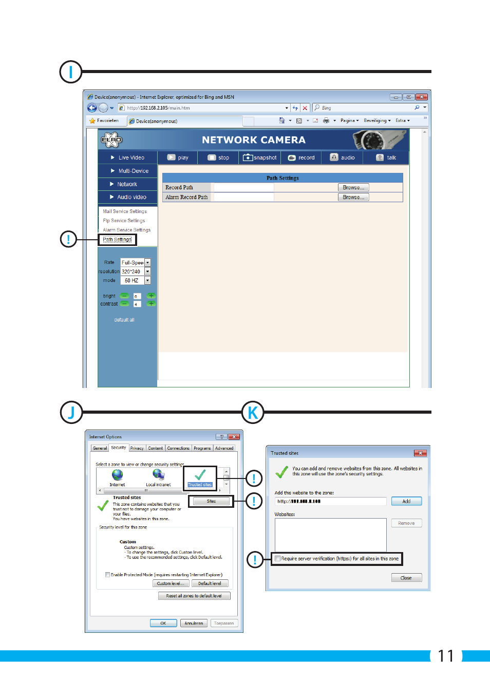 11 i j k | ELRO C705IP WiFi network camera User Manual | Page 11 / 132