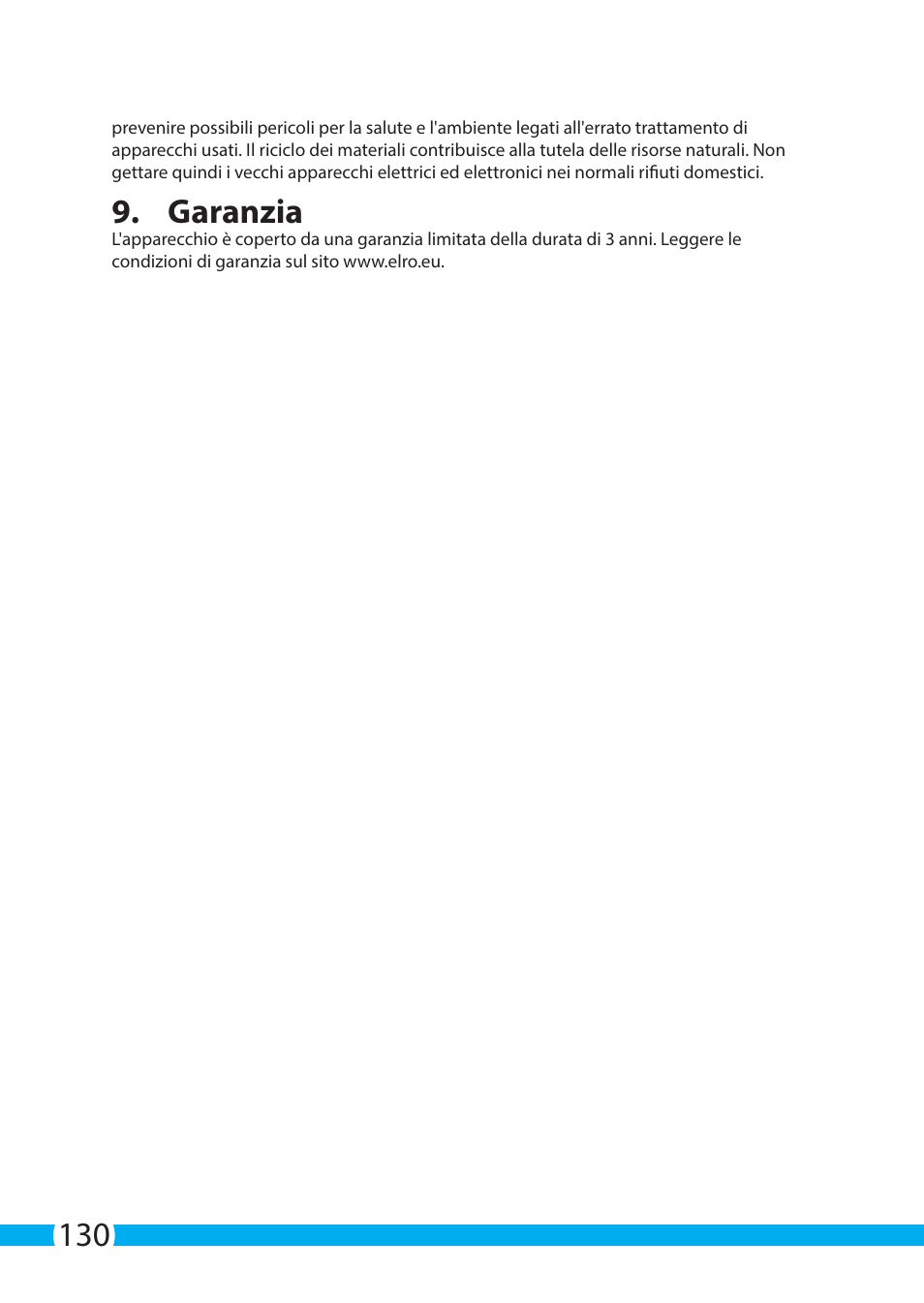 Garanzia | ELRO C705IP WiFi network camera User Manual | Page 130 / 132