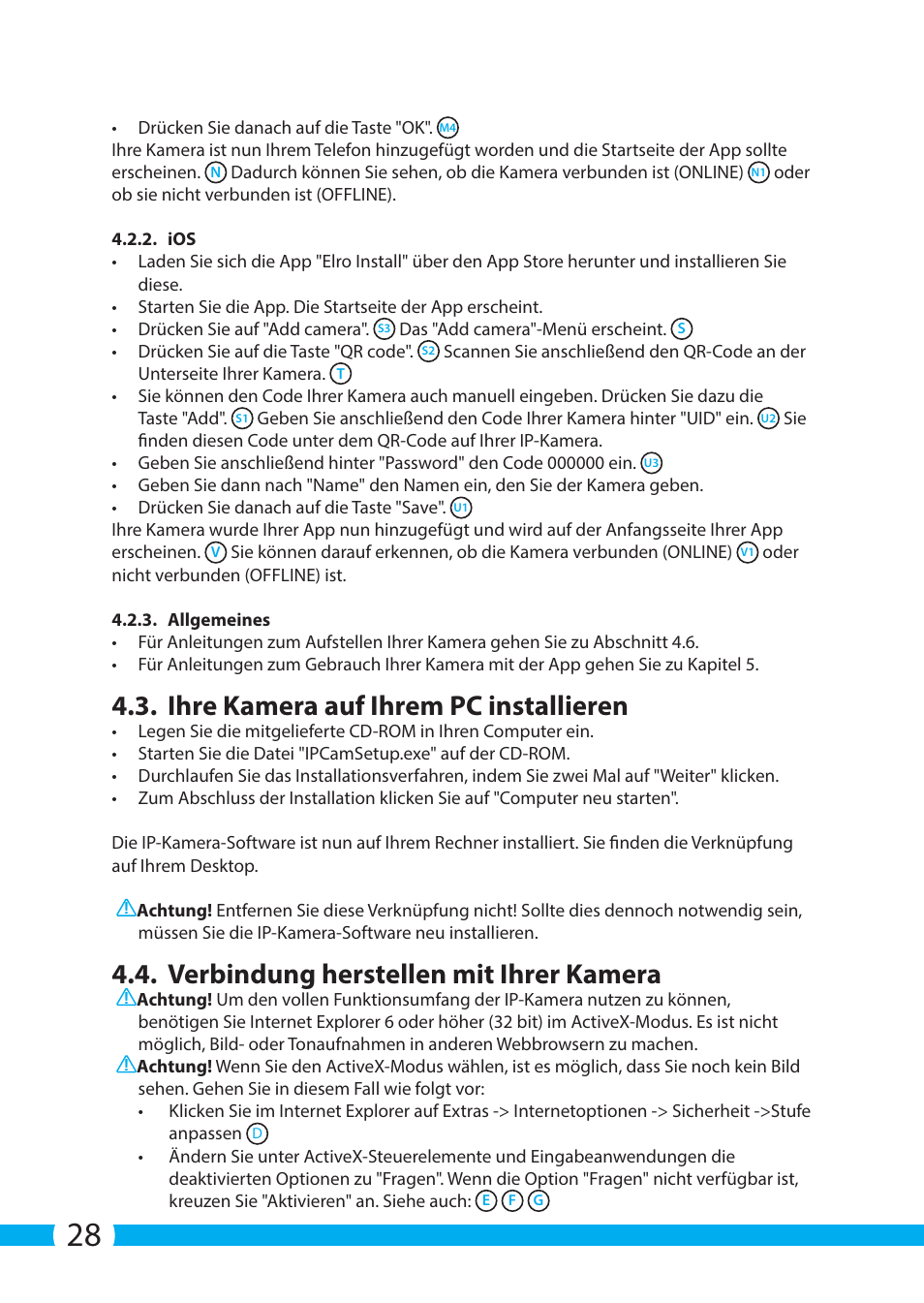 Ihre kamera auf ihrem pc installieren, Verbindung herstellen mit ihrer kamera | ELRO C705IP WiFi network camera User Manual | Page 28 / 132