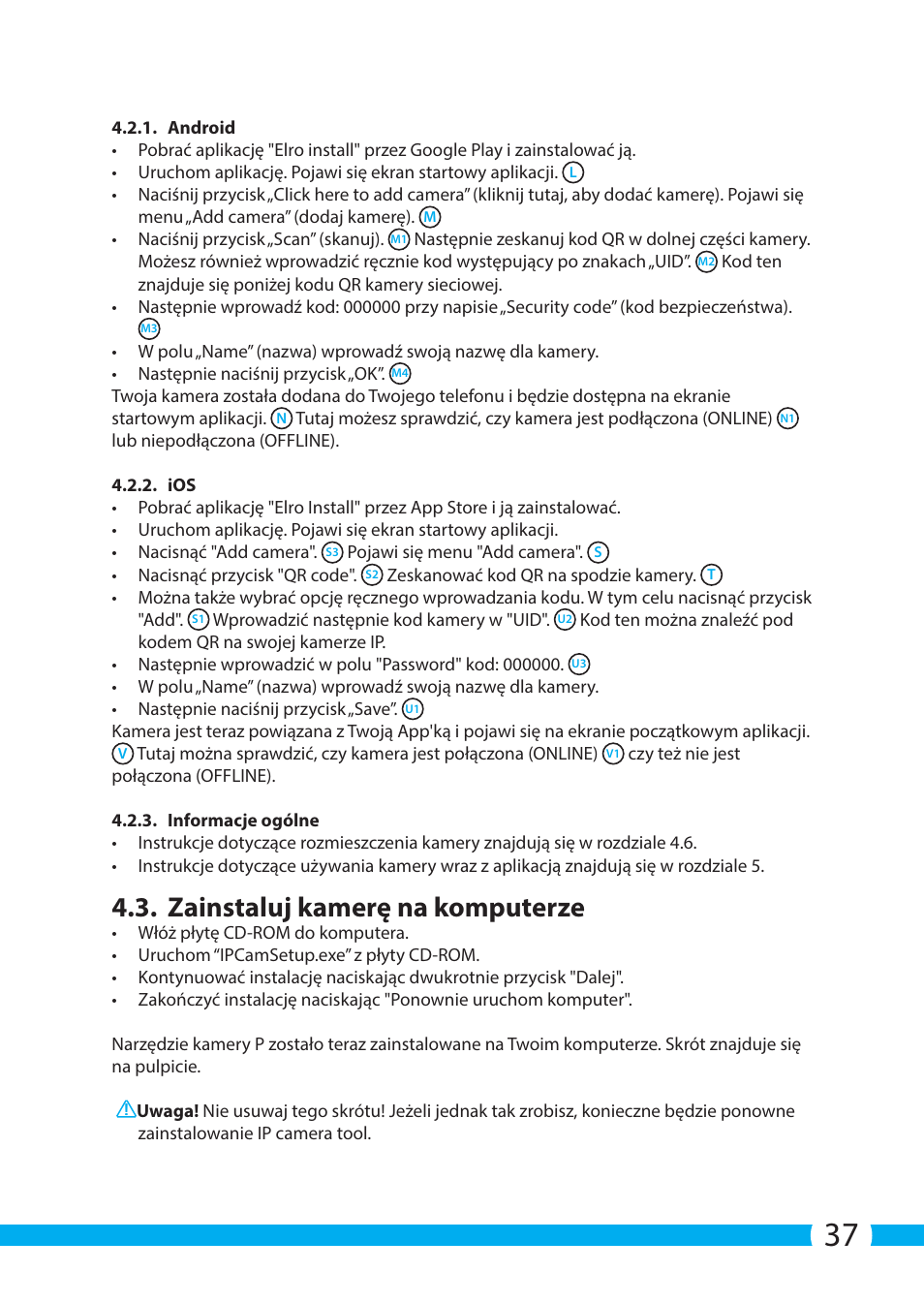 Zainstaluj kamerę na komputerze | ELRO C705IP WiFi network camera User Manual | Page 37 / 132