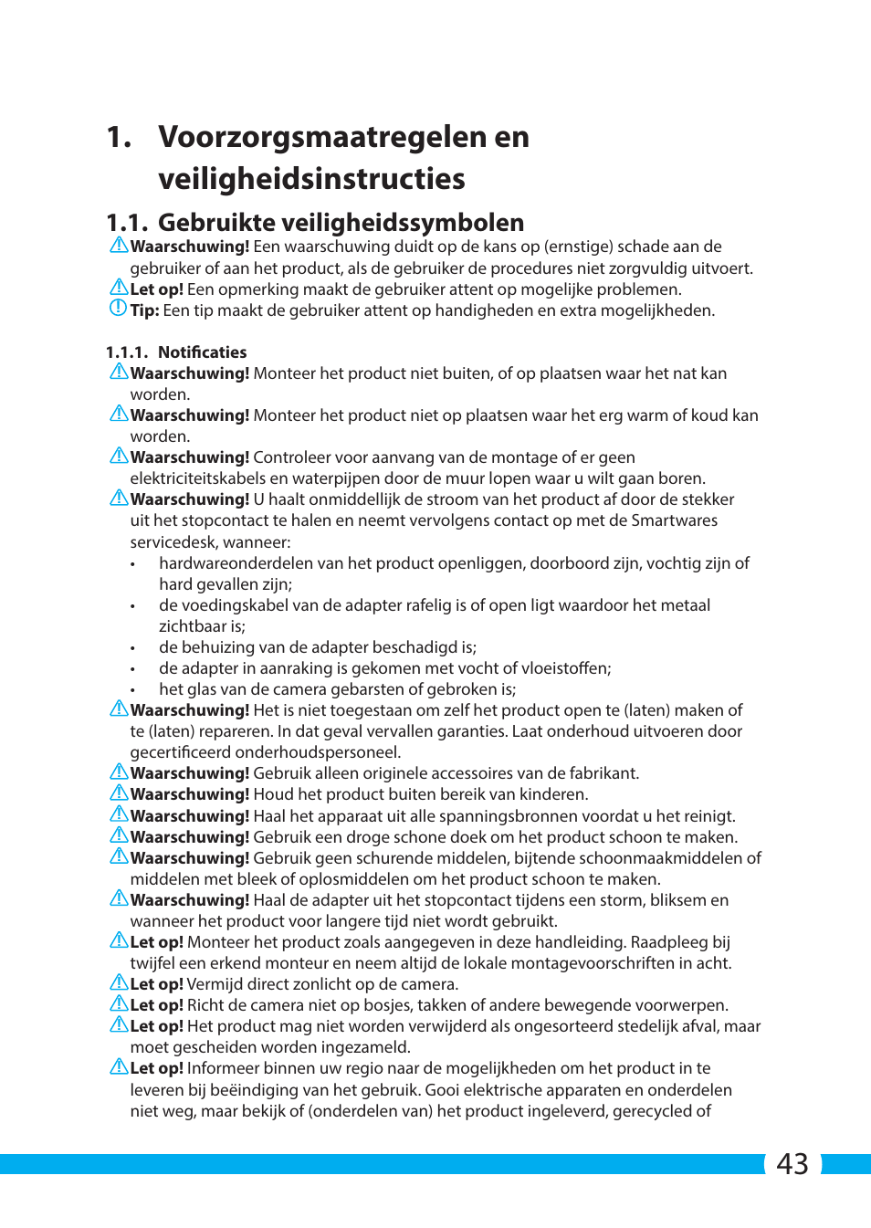 Gebruikte veiligheidssymbolen | ELRO C705IP WiFi network camera User Manual | Page 43 / 132