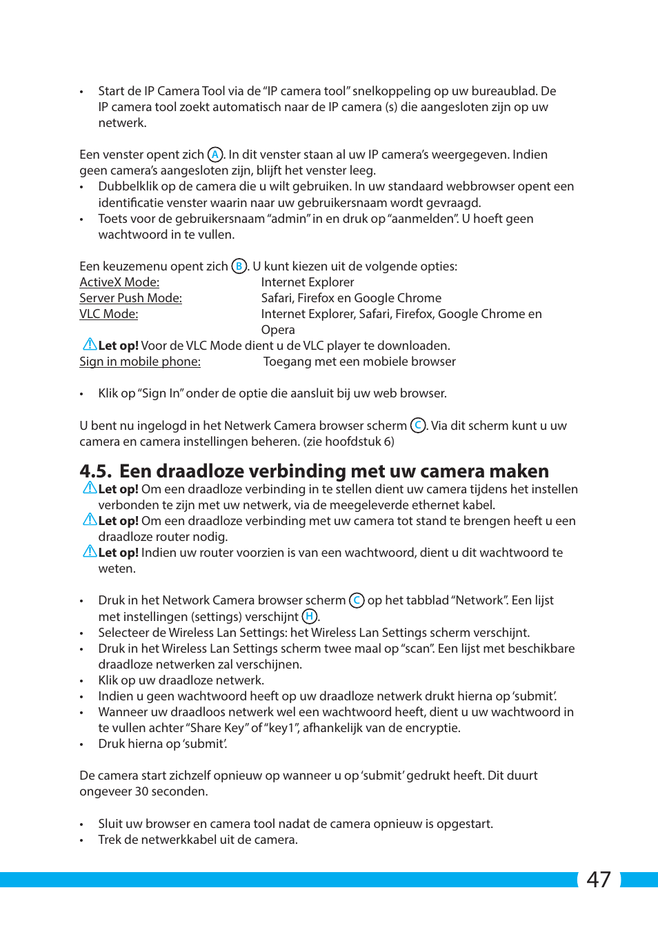 Een draadloze verbinding met uw camera maken | ELRO C705IP WiFi network camera User Manual | Page 47 / 132