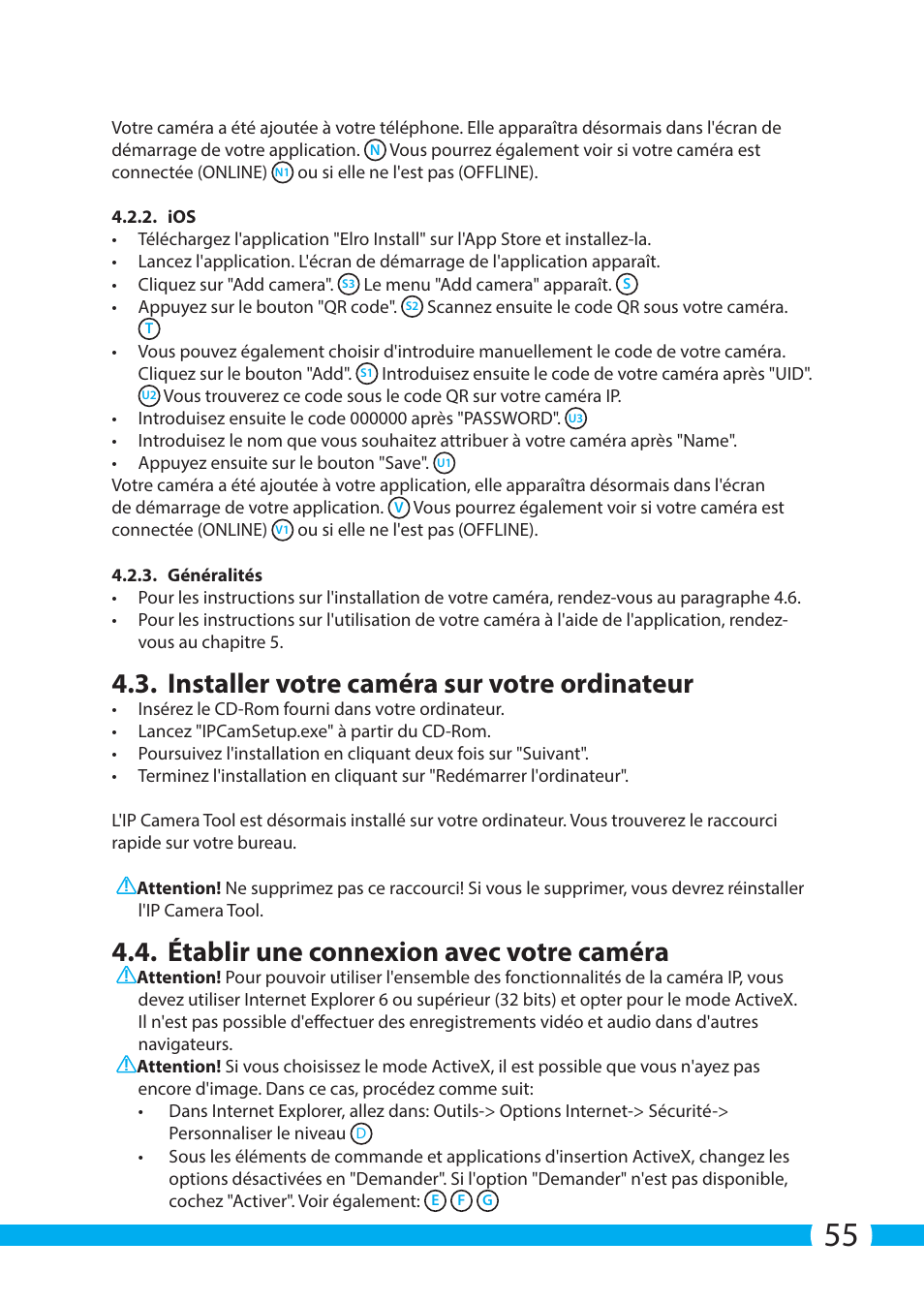 Installer votre caméra sur votre ordinateur, Établir une connexion avec votre caméra | ELRO C705IP WiFi network camera User Manual | Page 55 / 132