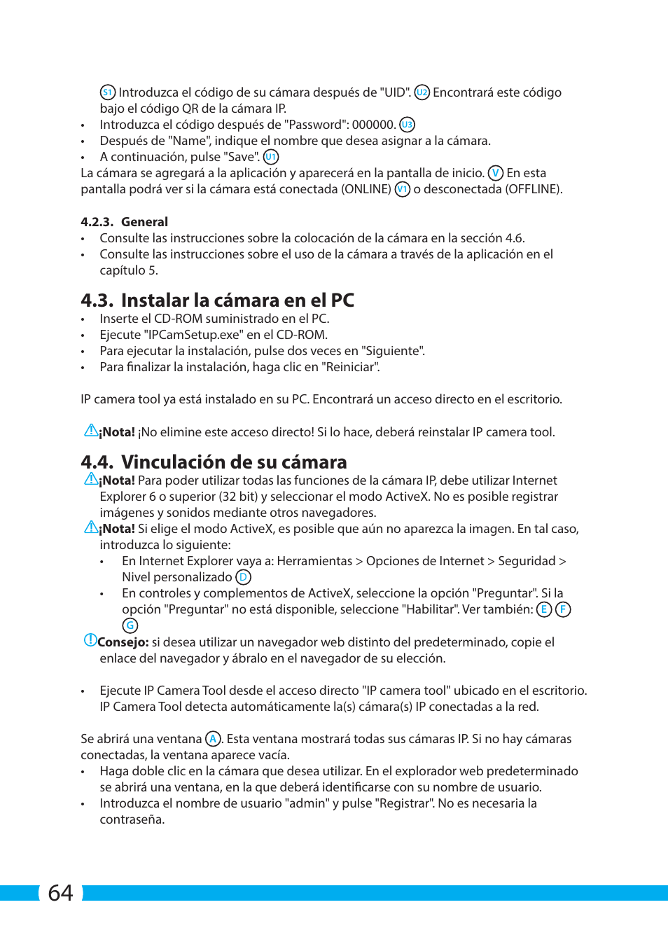 Instalar la cámara en el pc, Vinculación de su cámara | ELRO C705IP WiFi network camera User Manual | Page 64 / 132