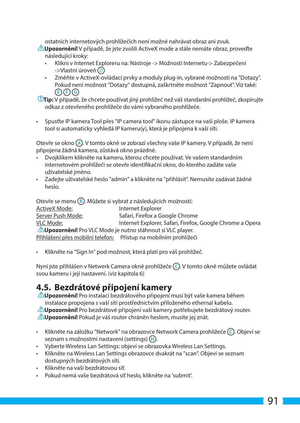 Bezdrátové připojení kamery | ELRO C705IP WiFi network camera User Manual | Page 91 / 132