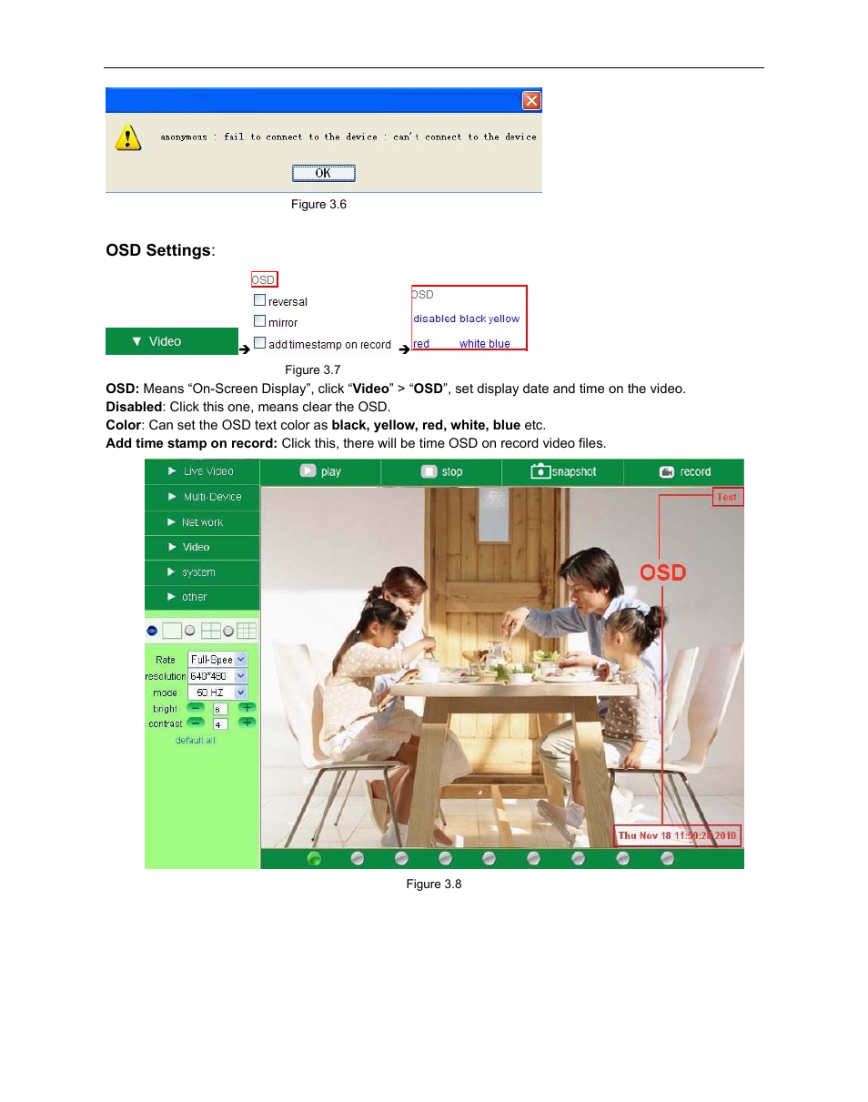 Osd settings | ELRO C803IP Plug & Play network camera Full USERS MANUAL User Manual | Page 18 / 52