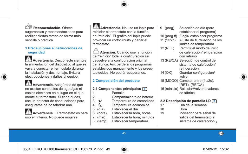 ELRO KT100 User Manual | Page 43 / 48