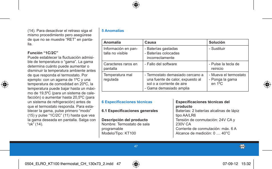 ELRO KT100 User Manual | Page 47 / 48