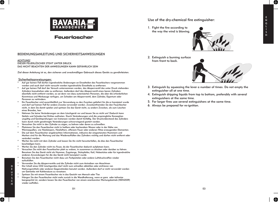 Feuerloscher, Use of the dry-chemical fire extinguisher | ELRO BASB6 Foam extinguisher 6l User Manual | Page 3 / 6