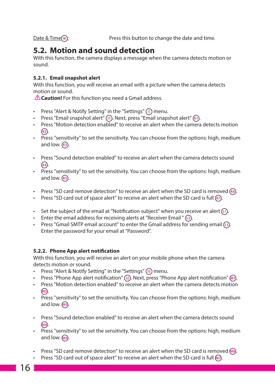 Motion and sound detection | ELRO C706IP_C706WIP Wireless network camera User Manual | Page 16 / 116