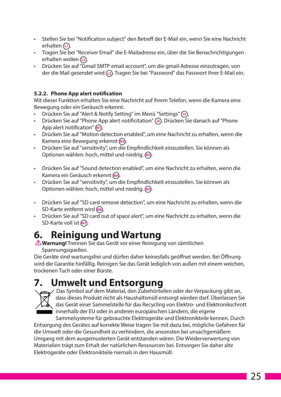 Reinigung und wartung, Umwelt und entsorgung | ELRO C706IP_C706WIP Wireless network camera User Manual | Page 25 / 116