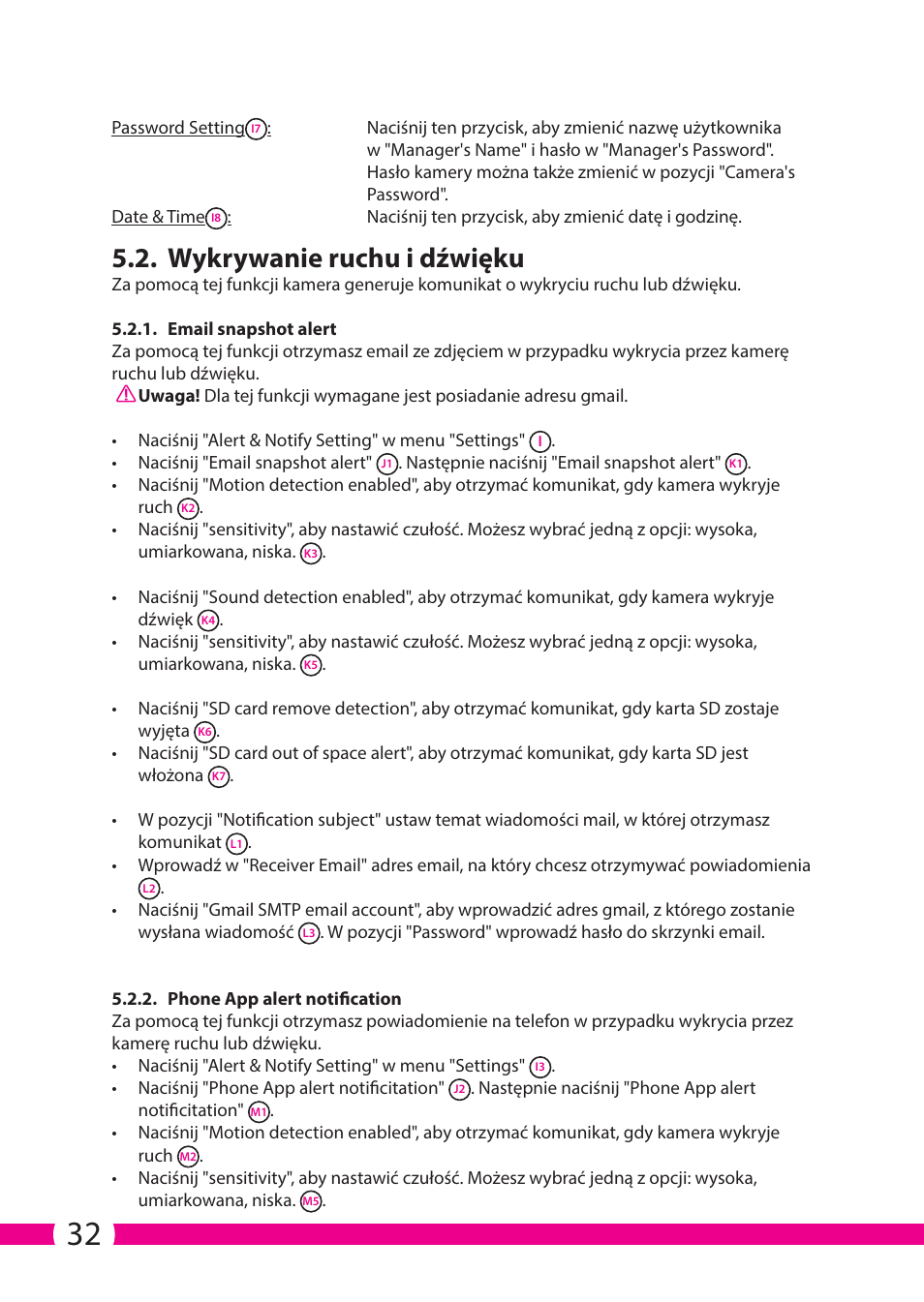 Wykrywanie ruchu i dźwięku | ELRO C706IP_C706WIP Wireless network camera User Manual | Page 32 / 116