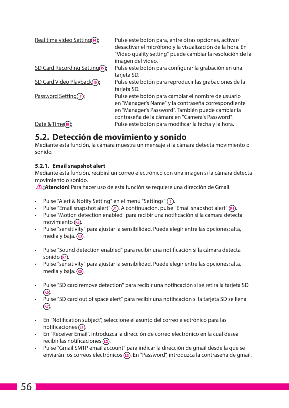 Detección de movimiento y sonido | ELRO C706IP_C706WIP Wireless network camera User Manual | Page 56 / 116
