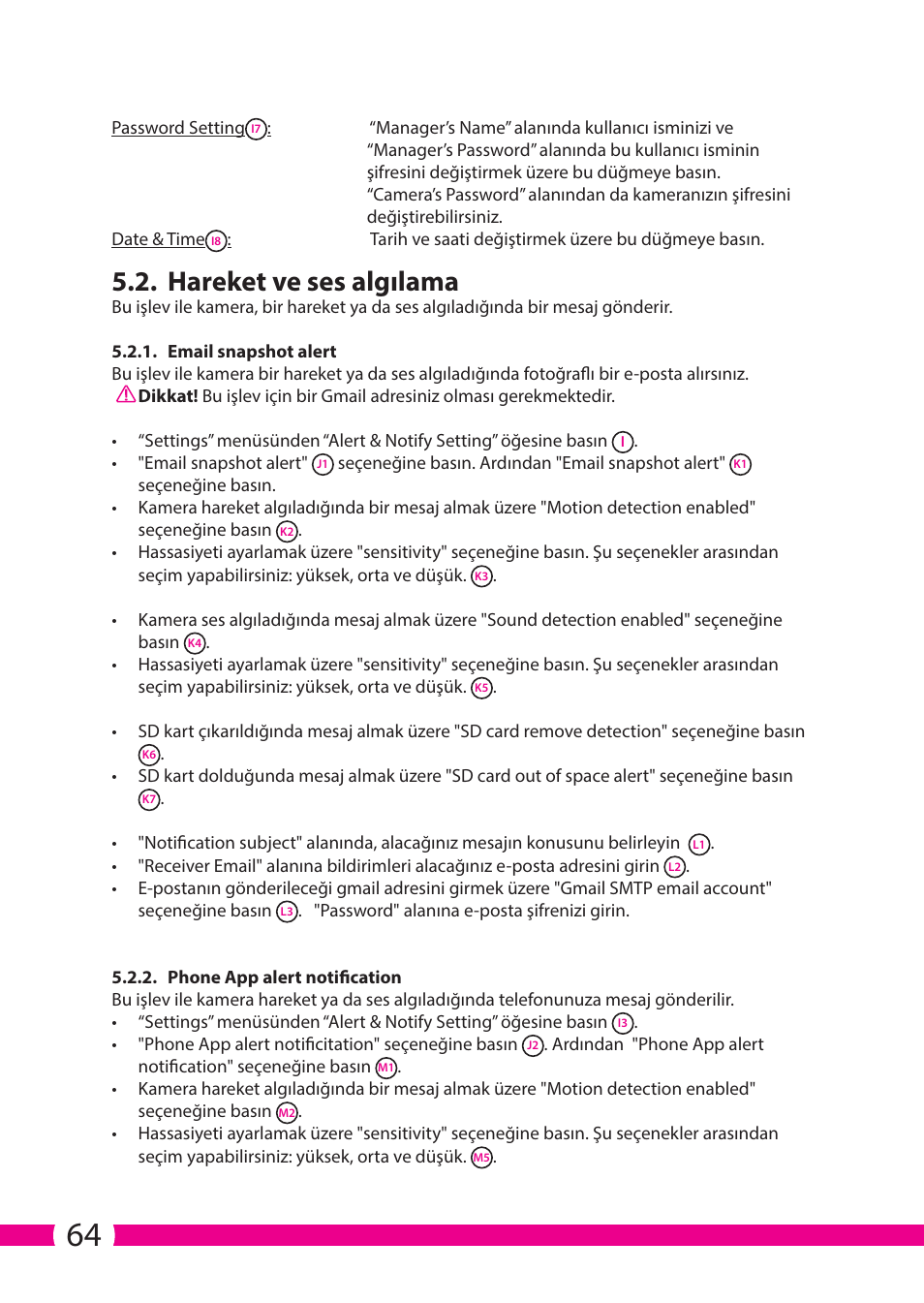 Hareket ve ses algılama | ELRO C706IP_C706WIP Wireless network camera User Manual | Page 64 / 116