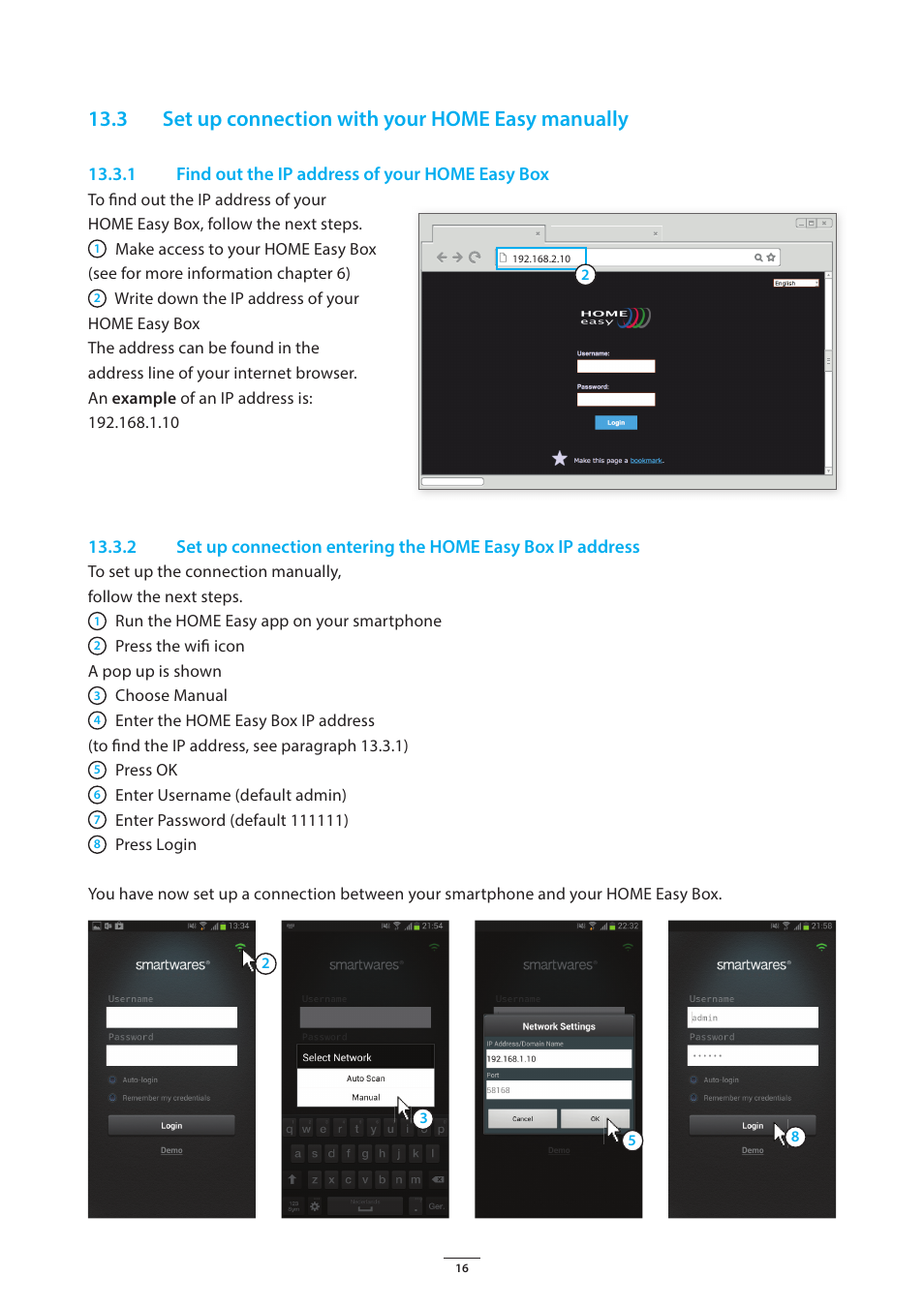 3 set up connection with your home easy manually | ELRO HE840IP Home automation gateway USERS MANUAL User Manual | Page 16 / 20