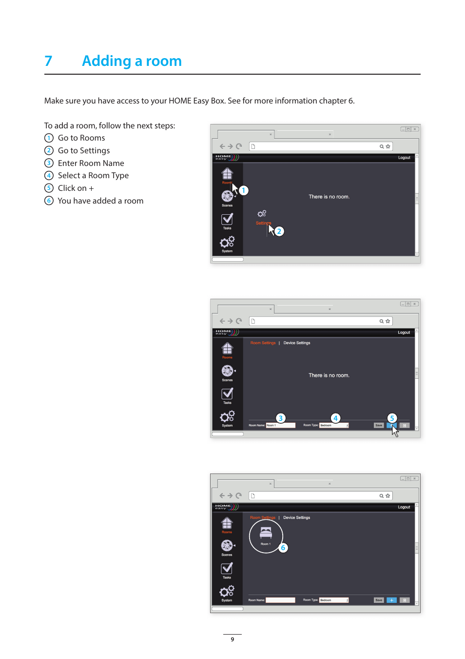 7adding a room | ELRO HE840IP Home automation gateway USERS MANUAL User Manual | Page 9 / 20