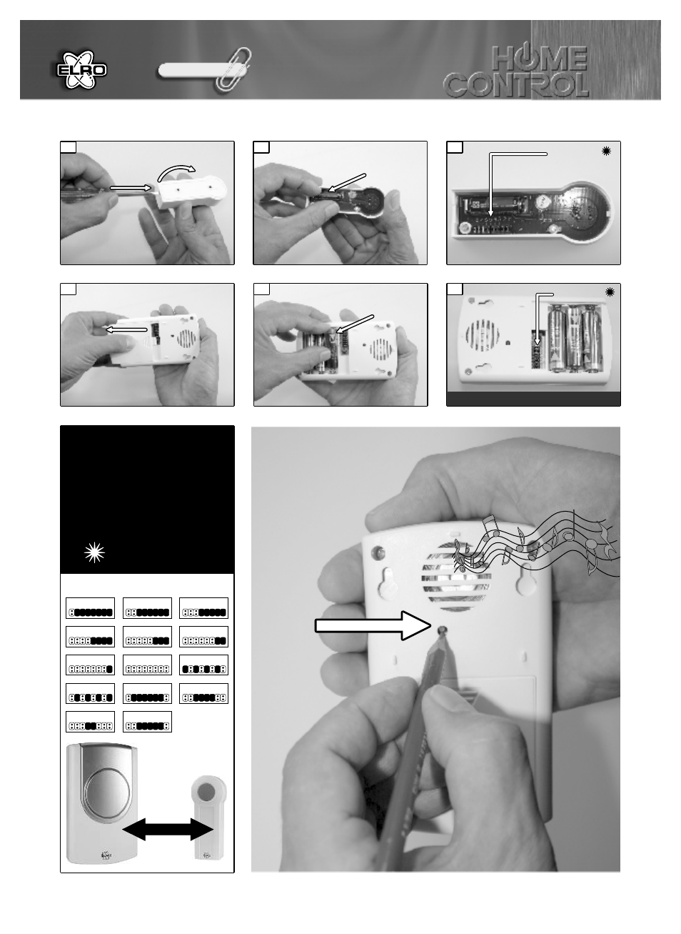 Melody selector, Push | ELRO AB440G Wireless doorbell User Manual | Page 2 / 2