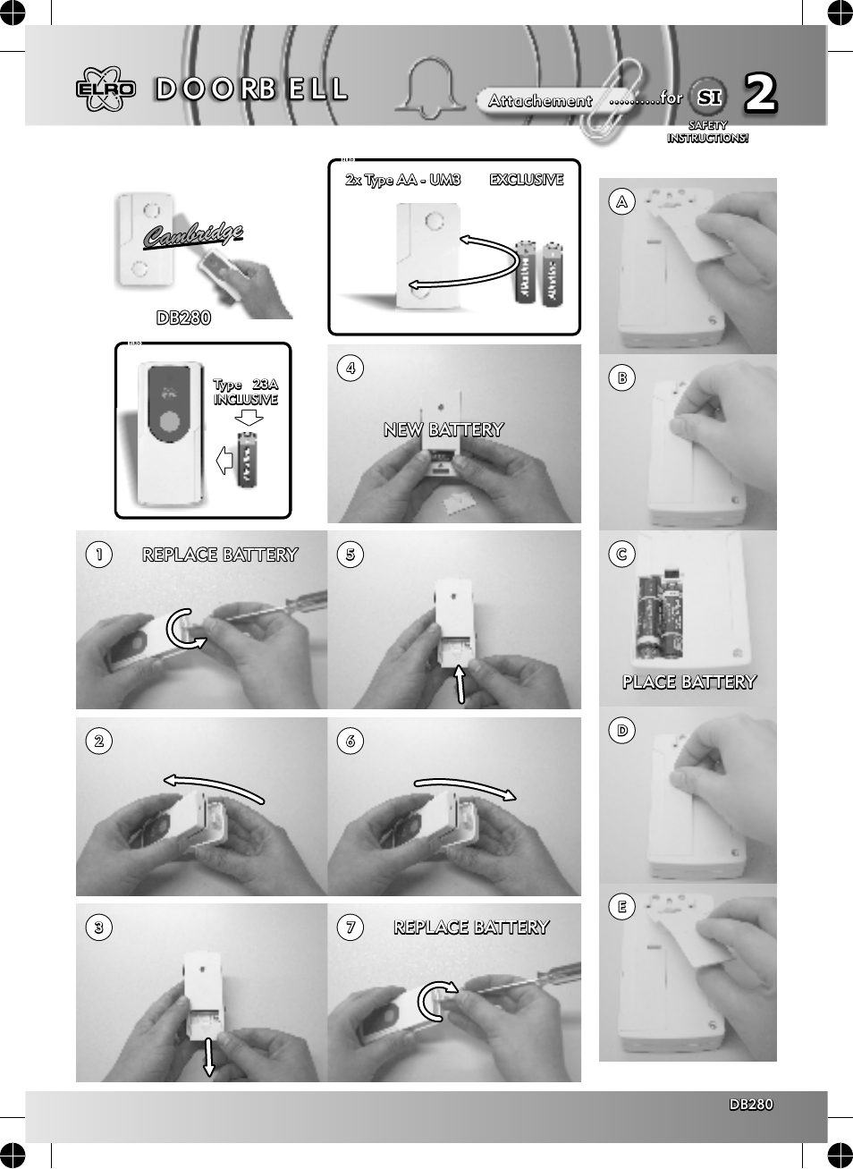 D o o rb e l l, C mbri ge a d | ELRO DB280 Wireless door bell cambridge User Manual | Page 2 / 2