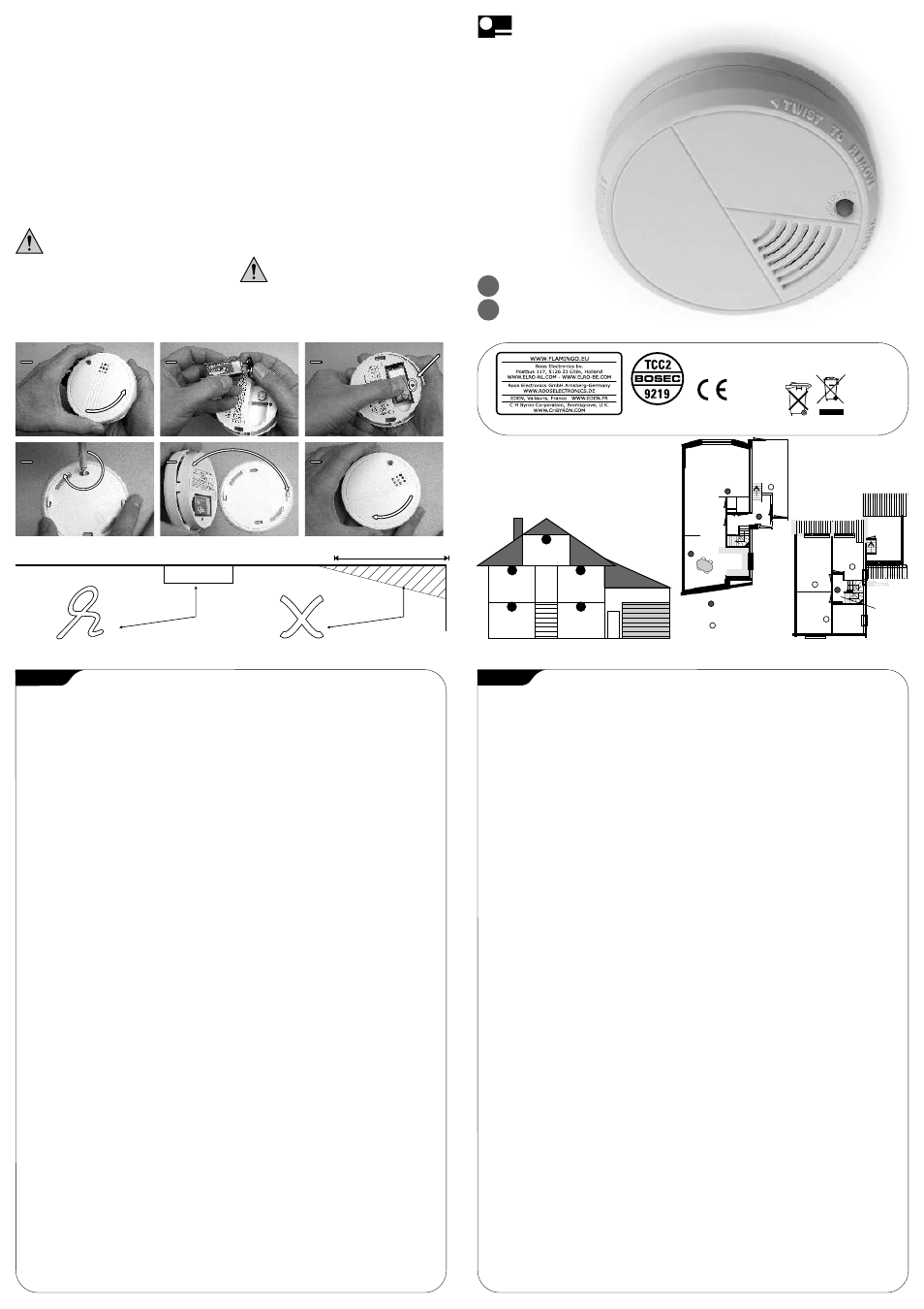 Fa20, 61cm, Smoke alarm | Close, Close open open | ELRO FA20 Optic smokedetector User Manual | Page 2 / 2