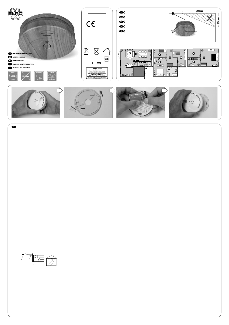 ELRO RM144H Optical smoke detector User Manual | 2 pages