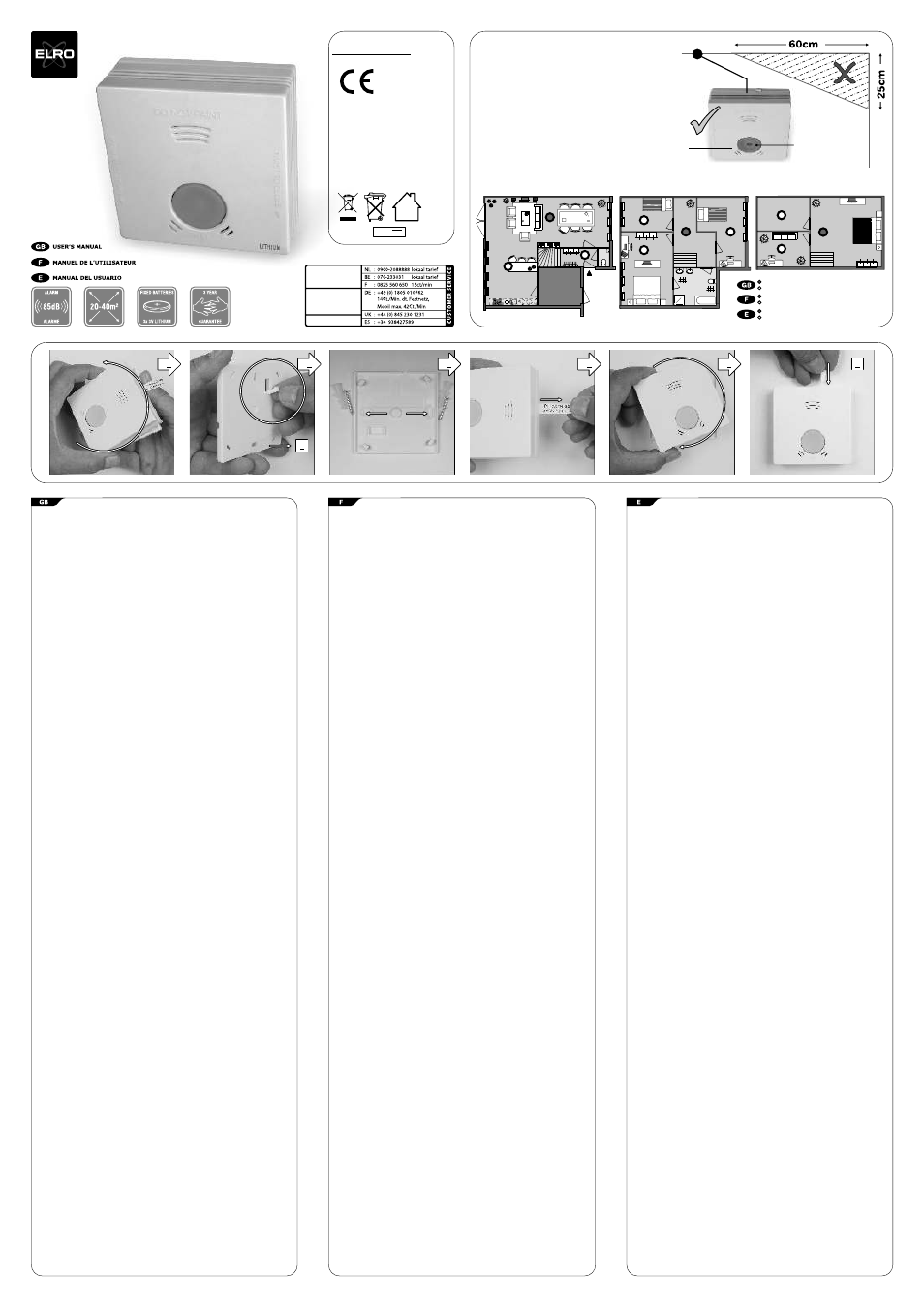 Rm214-2, Smartwares, Test/prueba rm214-2 specifications | Lock, Lock activate activate lock lock | ELRO RM214-2 Smoke detector with lithium battery User Manual | Page 2 / 2