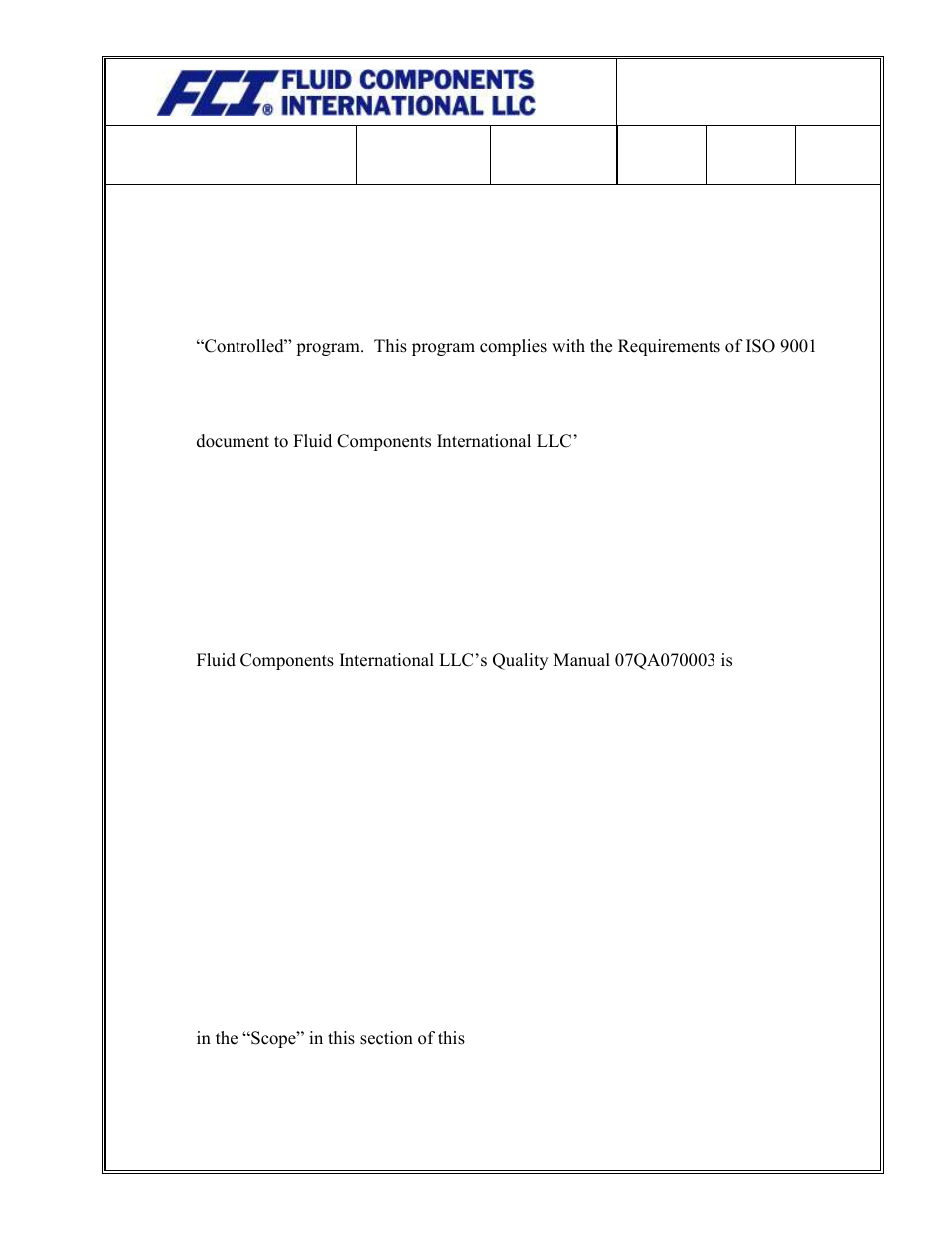 Fluid Components International Quality Assurance Manual User Manual | Page 75 / 94