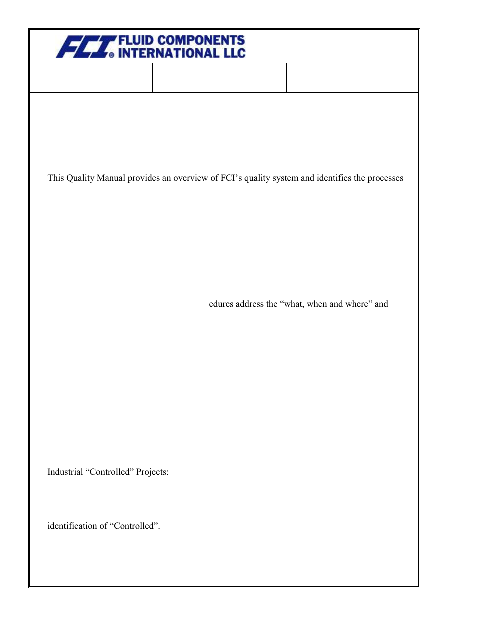 Fluid Components International Quality Assurance Manual User Manual | Page 9 / 94