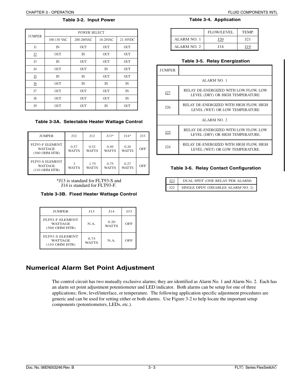 Numerical alarm set point adjustment | Fluid Components International FLT Series User Manual | Page 21 / 65