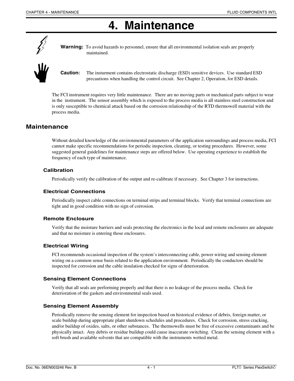 Maintenance | Fluid Components International FLT Series User Manual | Page 40 / 65