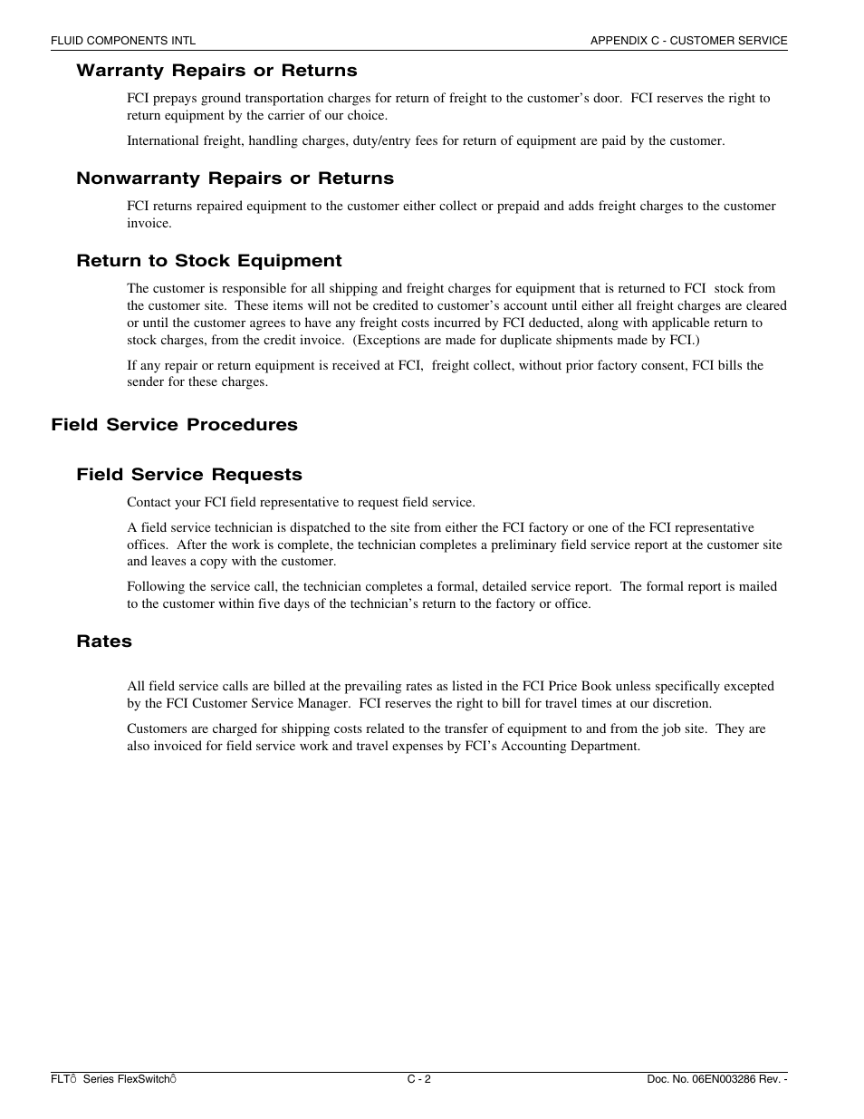 Fluid Components International FLT Series User Manual | Page 56 / 65