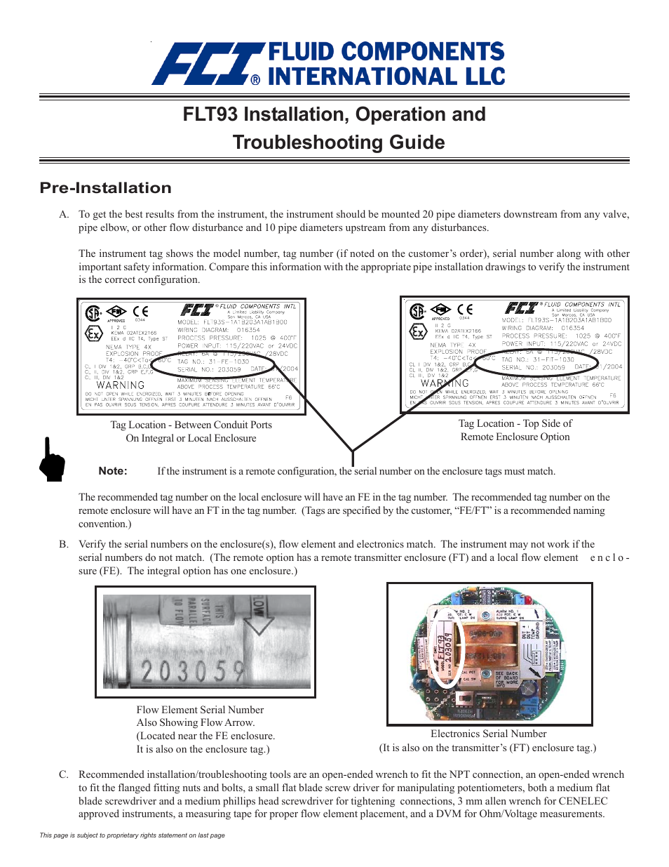 Fluid Components International FLT93 User Manual | 12 pages