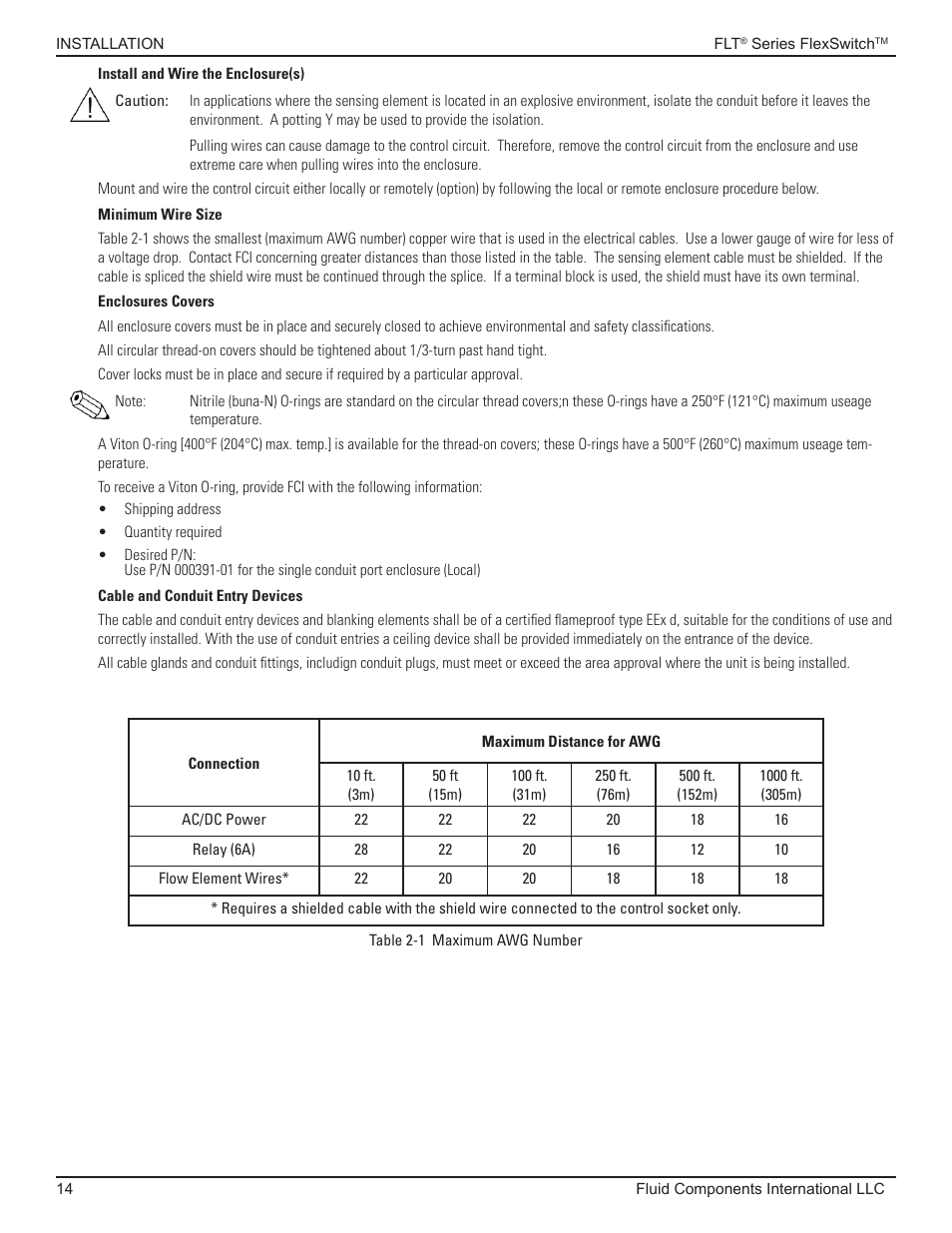 Install and wire the enclosre | Fluid Components International FLT93 Nuclear User Manual | Page 14 / 58