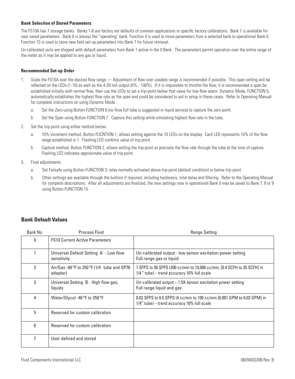 Fluid Components International FS10 Button Setup Quick Guide User Manual | Page 2 / 4