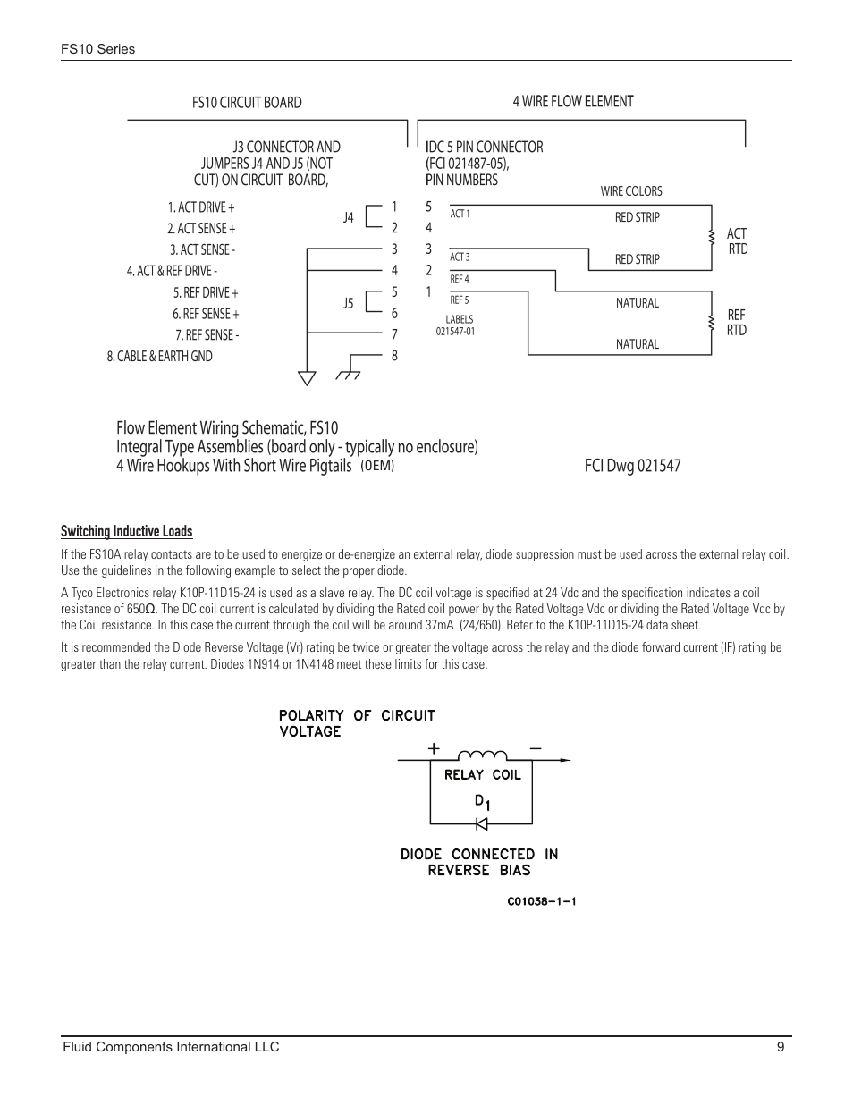 Switching inductive loads | Fluid Components International FS10A User Manual | Page 11 / 54